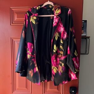 Black and Pink Floral Suit